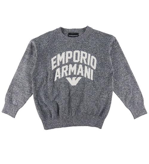 Se Emporio Armani Bluse - Strik - Navy/Hvidmeleret m. Tekst ved KidsWorld