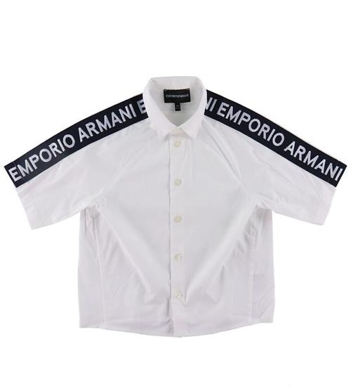 Emporio Armani Skjorte k/Ã¦ - Hvid/Navy m. Logostribe