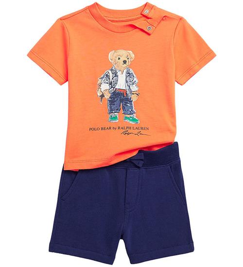 Polo Ralph Lauren Polo Ralph Lauren T-shirt/Sweatshorts - Orange/Navy m. Bamse