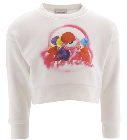 Se Moncler Moncler Sweatshirt - Cropped - Hvid m. Print ved KidsWorld