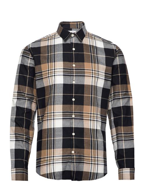 Checked Herringb Shirt L/S Lindbergh Brown