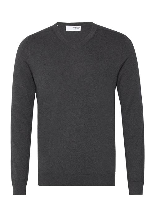Slhberg Ls Knit V-Neck B Noos Selected Homme Grey