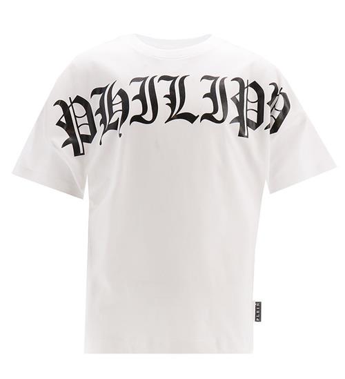 Se Philipp Plein Philipp Plein T-Shirt - Hvid m. Sort ved KidsWorld