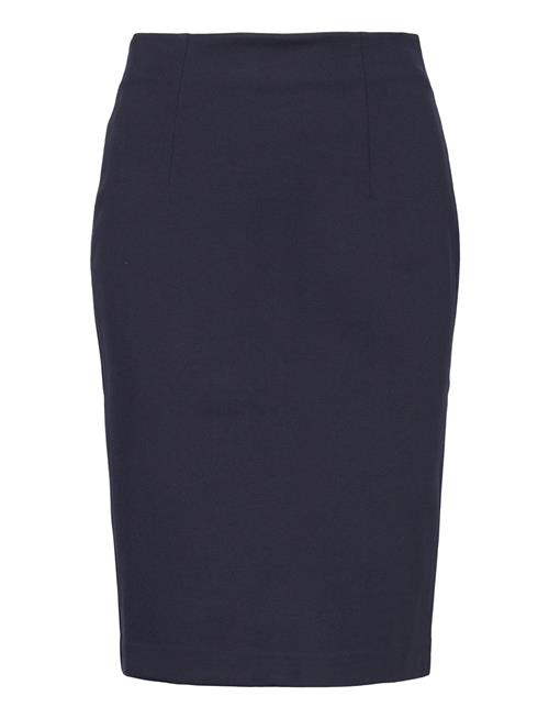 Mango Pencil Skirt With Rome-Knit Opening Mango Navy