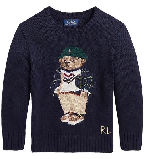 Se Polo Ralph Lauren Bluse - Strik - Navy m. Bamse ved KidsWorld