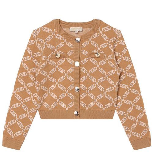 Se Michael Kors Cardigan - Cropped - Strik - Dark Stone/Hvid m. MÃ¸n ved KidsWorld