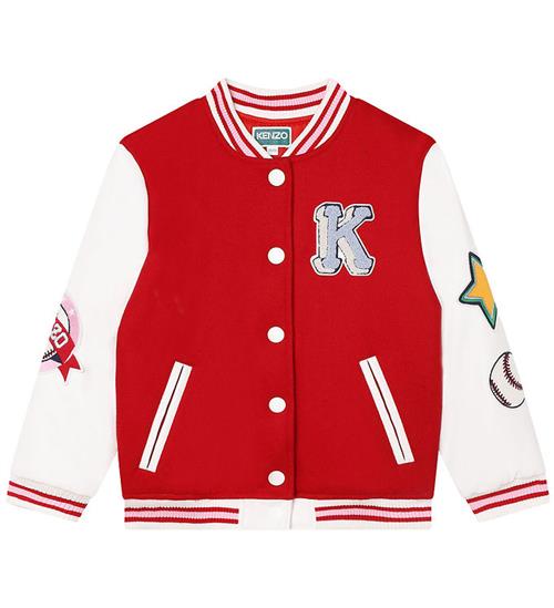 Se Kenzo Jakke - Uld/Viskose - Bright Red m. Tiger ved KidsWorld