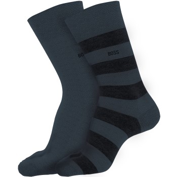 BOSS Strømper 2P RS Block CC Socks Sort/Blå Str 39/42 Herre