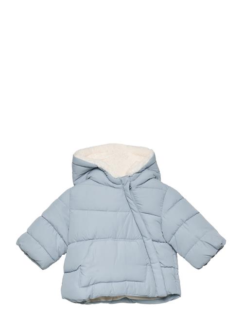 Mango Hood Quilted Coat Mango Blue