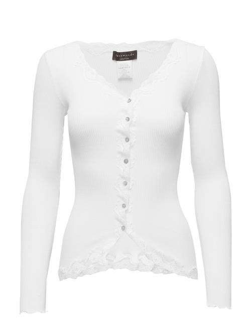 Rwbabette Silk Ls V-Neck Lace Cardi Rosemunde White