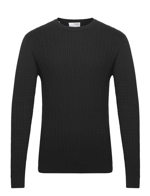 Se Selected Homme Slhberg Cable Crew Neck Noos Selected Homme Black ved Booztlet