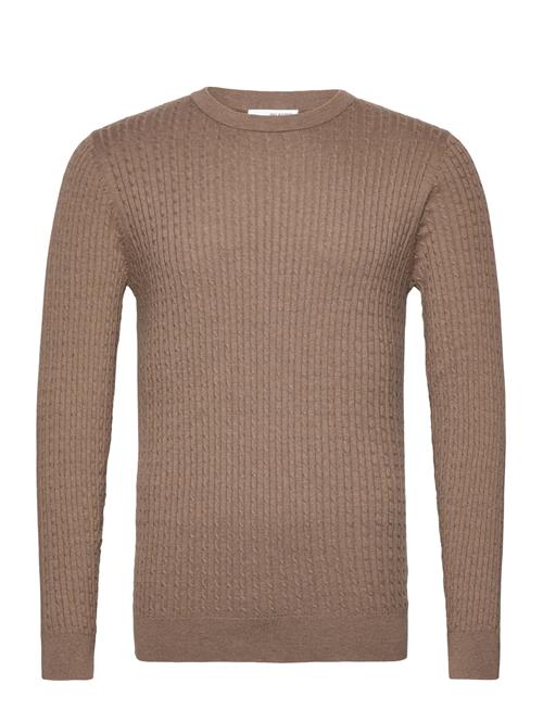 Se Selected Homme Slhberg Cable Crew Neck Noos Selected Homme Brown ved Booztlet