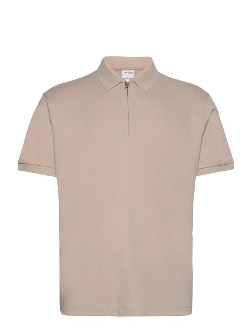 Selected Homme Slhfave Zip Ss Polo Noos Selected Homme Cream