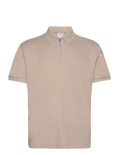 Slhfave Zip Ss Polo Noos Selected Cream