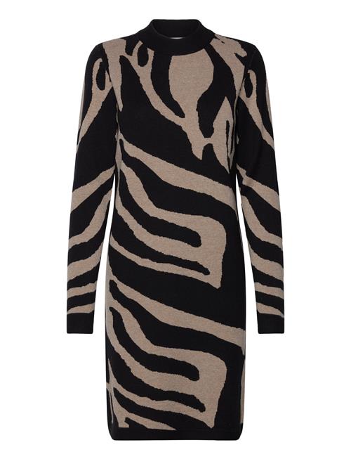 Objray L/S Knit Dress Aop Object Black