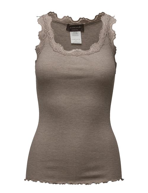 Rwbabette Silk Sl U-Neck Long Lace Rosemunde Brown
