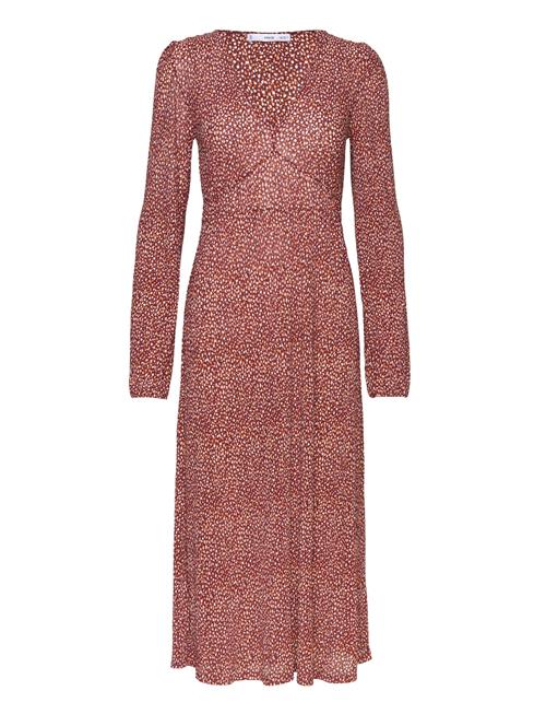 Mango Printed Textured Dress Mango Red