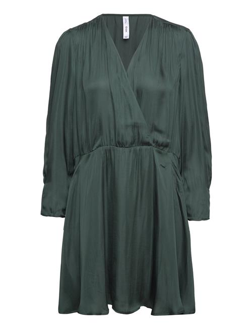 Mango Wrapped Satin Dress Mango Green