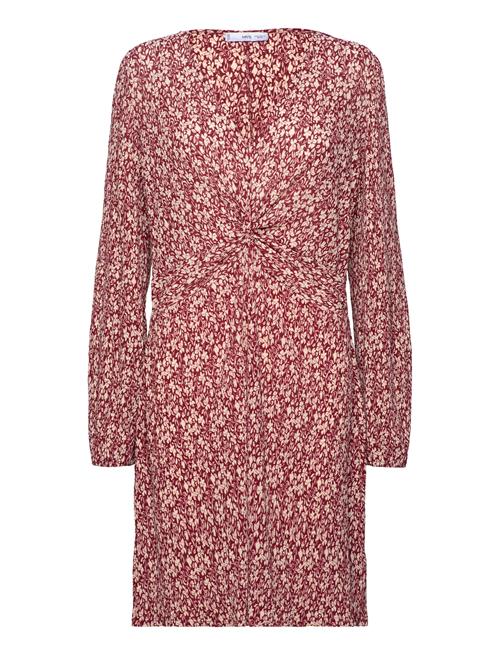 Mango Short Printed Dress With Knot Detail Mango Red