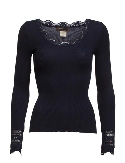 Rwbenita Silk Ls O-Neck Lace T-Shir Rosemunde Black
