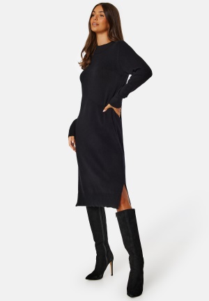 VILA Ril Crew Neck Midi Dress Black L