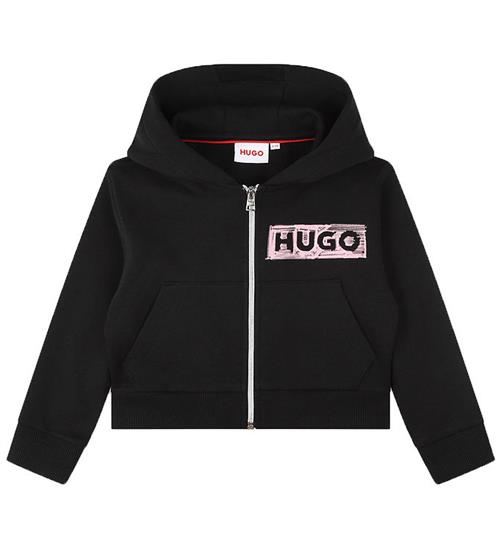 Se HUGO HUGO Cardigan - Cropped - Sort/Rosa m. Print ved KidsWorld