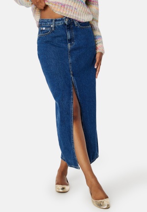 Calvin Klein Jeans Front Split Maxi Denim Skirt 1BJ Denim Dark 26