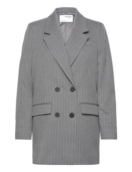 Se Selected Femme Slfmyla Ls Relax Blazer Mgm Stripe Noos Selected Femme Grey ved Booztlet