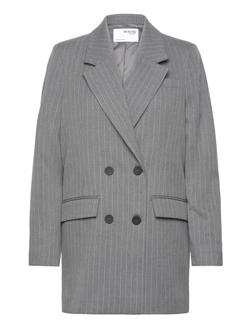 Slfmyla Ls Relax Blazer Mgm Stripe Noos Selected Grey