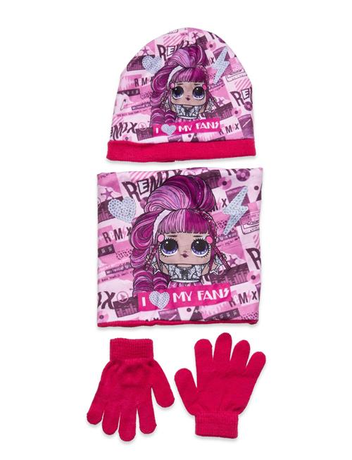 Se L.O.L Set 3 Pcs Bonnet+Collar+Gloves L.O.L Pink ved Booztlet