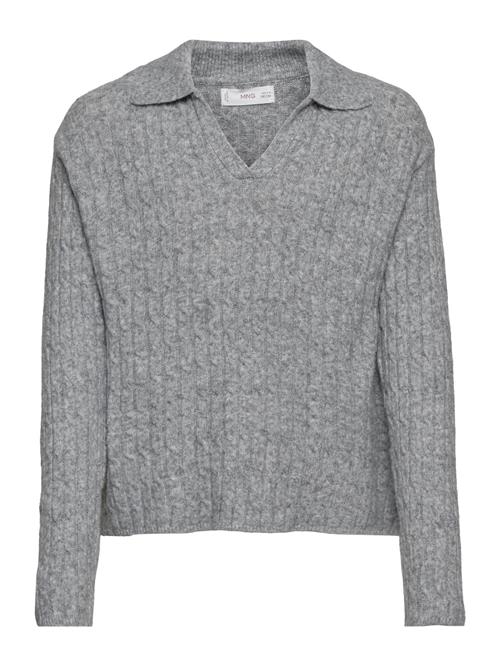 Knitted Polo Neck Sweater Mango Grey