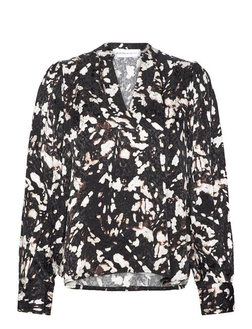 Slfjustine Ls Aop Top B Selected Femme Black