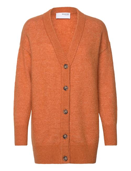 Slfmaline Ls Knit Long Cardigan Noos Selected Orange