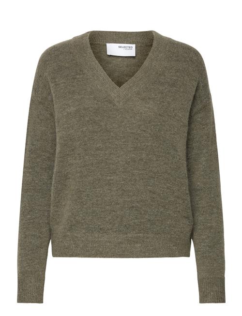 Slfmaline Ls Knit V-Neck Noos Selected Green