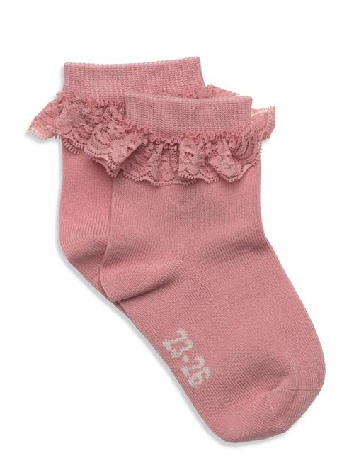 Minymo Ankle Sock W. Lace Minymo Pink