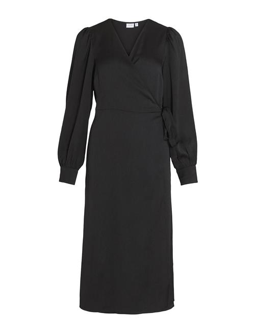 Vila Viomi L/S Satin Wrap Dress/Su Vila Black