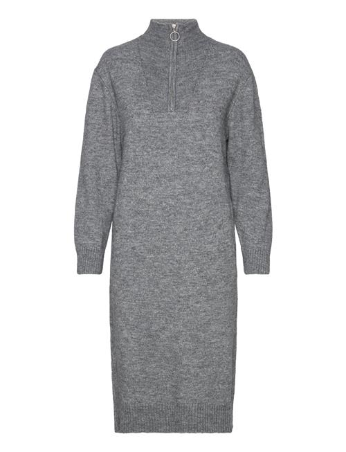 Object Objminna L/S Zip Knit Dress Object Grey