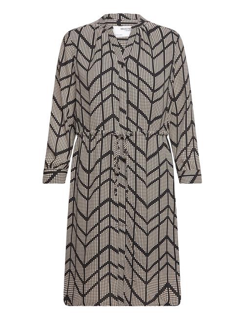 Slfdamina 7/8 Aop Dress B Noos Selected Black