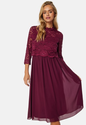 Bubbleroom Occasion Lace Midi Dress Bordeaux 34