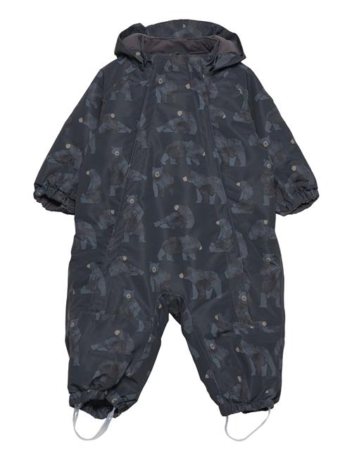 Color Kids Coverall W. 2 Zip- Aop Color Kids Black