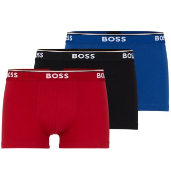 BOSS 3P Cotton Stretch Trunks Sort/Blå bomuld Medium Herre