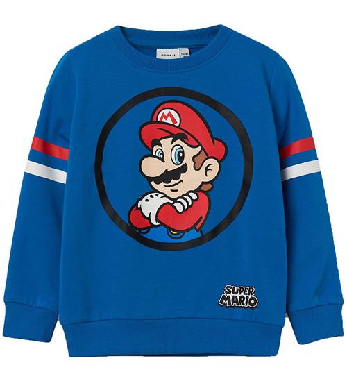 Se Name It Name It Sweatshirt - NmmAlstair Mario - Imperial Blue ved KidsWorld