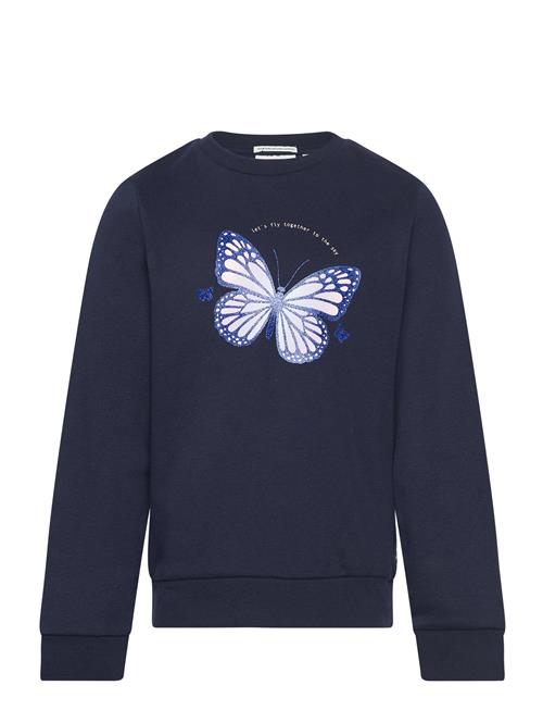 Se Tom Tailor Sweatshirt With Butterfly Print Tom Tailor Navy ved Booztlet