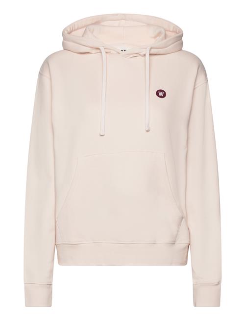 Double A by Wood Wood Jenn Chest Print Hoodie Double A By Wood Wood Pink