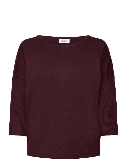 Se Saint Tropez A2561, Milasz R-Neck Pullover Saint Tropez Burgundy ved Booztlet