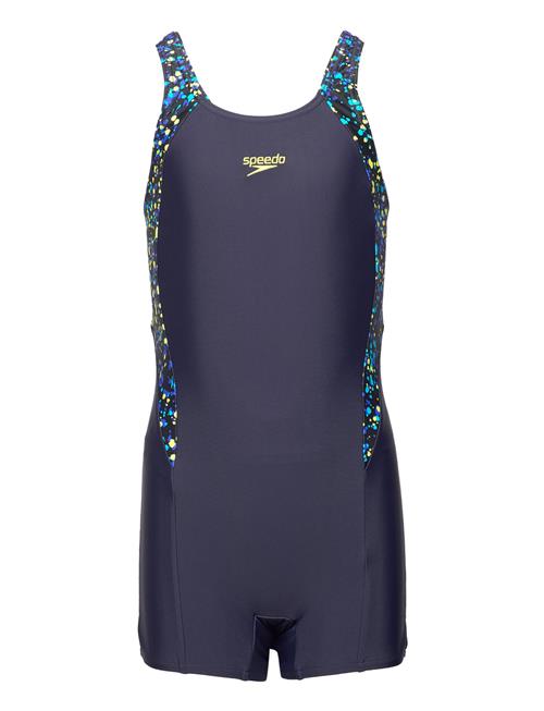 Speedo Girls Printed Panel Legsuit Speedo Navy