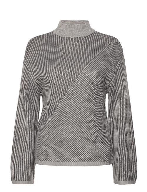 Se Vila Vidubline L/S Highneck Knit Top Vila Grey ved Booztlet