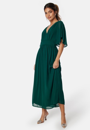 Bubbleroom Occasion Butterfly Sleeve Midi Dress Dark green 38