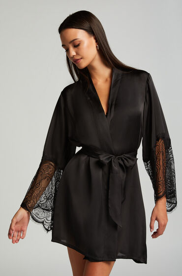 Hunkemöller Lace Satin kimono sort