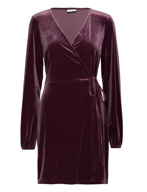 Vikatja L/S Short Velvet Wrap Dress/Ka Vila Burgundy